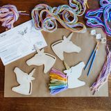 Kidewo Unicorn Ip Saç Ahşap Boyama Etkinlik Seti Eğitici Çocuk Aktivite Fırça Akrilik Boya Kreş Okul