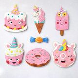 Kidewo Unicorn Tatlı Dünyası Ahşap Boyama Etkinlik Set Eğitici Çocuk Aktivite Fırça Akrilik Boya Kreş Okul