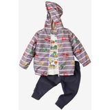 Kidex’s Baby Araba Desenli Kapüşonlu Içi Pamuklu Yağmurluk Bebek Takımı - 6 - 9 Ay - Gri