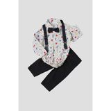 Kidex’s Baby Bebek Takımı Zıbınlı Gömlek Pantolon Papyon ve Slopet Ayarlana Bilir %100 Pamuklu - 6 - 9 Ay - Siyah