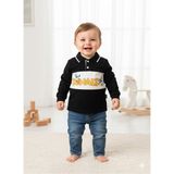 Kidex’s Baby Erkek Bebek Gömlek Kısa Kollu Pantolon Ikili Takım Donald Baskılı Ördekli %100 Pamuklu - Siyah - 9 - 12 Ay