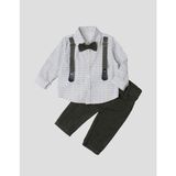 Kidexs Baby Gömlekli Papyonlu Salopetli Erkek Bebek Takımı Doğum Günü, Düğün, Nişan, Mevlüt - 6 - 9 Ay - Haki