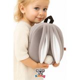 KidHug Gri Tavşan Kulaklı Peluş Sırt Çantası Çocuk Çantası | 27 CM | Yumuşak Sırt Çantası