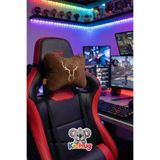 KidHug Oyuncu Koltuğu Boyun ve Kafa Yastığı - Kahverengi Geyik Nakışlı Peluş Şık Ofis Koltuğu ile Uyumlu Ergonomik Destek, Uzun Süreli Oturmada Rahat Kullanım İçin En İdeal Yumuşak Dolgulu Sandalye Aksesuarı