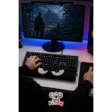KidHug Silikonlu Klavye Bilek Koruyucu Yumuşacık Ped – Yumuşak Peluş Kumaş, Göz Baskılı Oyuncu Klavye Desteği, 40x10 cm, Siyah