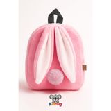KidHug Tavşan Desenli Ponponlu Yumuşak Peluş Anaokulu – Kreş Çantası 0–8 Yaş Çocuk Sırt Çantası Okul Öncesi