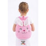 Kidhug Tavşan Peluş Kız Çocuk Çantası Premium [tavşo] Nakışlı At Tüyü Kumaş Çocuk Çantası |0-8 Yaş| - Pembe