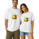 Kidilia Tenis Topu Görselli Unisex Bisiklet Yaka Tasarım Tshirt - Beden: Xxlrenk: Beyaz - 2XL