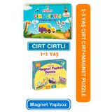 Kidonova Minik Dahiler: Cırt Cırtlı Etkinlik Kitabı 1-3 Yaş + Magnet Puzzle Taşıtları Tanıyalım Seti