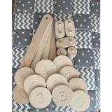 Kidoppo 4'lü Denge Tahtası Balance Beam | Ahşap Denge Tahtası ve 10 Sayı Denge Taşları - Beyaz