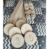 Kidoppo 4'lü Denge Tahtası Balance Beam | Ahşap Denge Tahtası ve 6 Sayı Denge Taşları - Altın