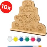 Kidose 23 Nisan Etkinlik Malzemesi – Ahşap Boyama Aktivite Kiti - Çok Renkli