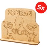 Kidose 23 Nisan Hediyelik Ahşap Boyama Aktivite Seti - Çok Renkli