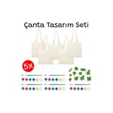 KİDOSE 5'li Çanta Tasarım Etkinlik Seti - Sınıf Etkinlik/Aktivite - Baskı Kalıbı Hediye!