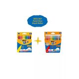 Kids 12 Li Keçeli Boya Kalemi+12 Li Plastidecor Silinebilir Mum Pastel Boya