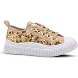 kids A more Sweet Kız Çocuk Pullu ve Bağcıklı Altın Renk Sneaker