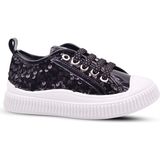 Kids A More Sweet Kız Çocuk Pullu ve Bağcıklı Siyah Renk Sneaker
