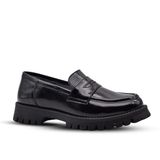 Kids A More Vintage Siyah Rugan Hakiki Deri Loafer Kız Çocuk Okul Ayakkabısı