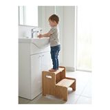 Kids Ahşap Basamak Tabure Çocuk Banyo Wc Lavabo Merdiven Yükseltici Eğitici Montessori Kahverengi