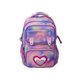 Kids Bags Kız Çocuk Sırt Çantası, Gökkuşağı Renkleri, Kalp Desenli, Çok Bölmeli
