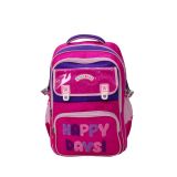 Kids Bags Okul Sırt Çantası, Pembe ve Mor Renkli, Happy Days Desenli, Çok Bölmeli