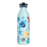 Kids Bottle Sea Friends Pipetli Paslanmaz Çelik Çocuk Su Matarası 500 Ml Mavi