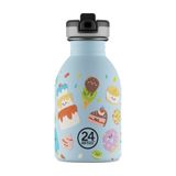 Kids Bottle Sweet Friends Pipetli Paslanmaz Çelik Çocuk Su Matarası 250 Ml Mavi