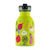 Kids Bottle Veggie Friends Pipetli Paslanmaz Çelik Çocuk Su Matarası 250 Ml Sarı
