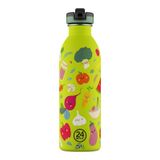 Kids Bottle Veggie Friends Pipetli Paslanmaz Çelik Çocuk Su Matarası 500 Ml Sarı