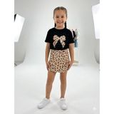 Kids Çocuk Kidscocuk Kız Çocuk Leopar Desenli Taş Detaylı Şort Etek Takım 2 Parça (3-10YAŞ) - 4 - 5 Yaş - Siyah