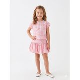 Kids Çocuk Kız Çocuk Fisto Crop Bluz Astarlı Etek 3’lü Yazlık Takım 3-10 Yaş - 5 - 6 Yaş - Pembe