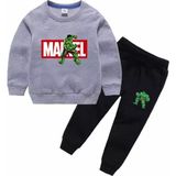 Kids Face Özel Tasarım Biiklet Yaka Marvel Hulk Baskılı %100 Pamuk Kışlık Erkek Çocuk Eşofman Takımı - 10 Yaş - Gri - Siyah