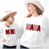 Kids Face Özel Tasarım Bisiklet Yaka Mama Mini Baskılı Anne-Kız Çocuk Sweatshırt.1 Adet Fiyatıdır - Beyaz - 2XS