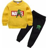 Kids Face Özel Tasarım Bisiklet Yaka Marvel Hulk Baskılı %100 Pamuk 3 Iplik Şardonlu Kışlık Erkek Çocuk Eşofman Takımı - 4 Yaş - Sarı - Siyah