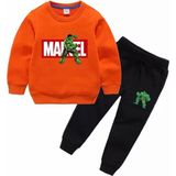 Kids Face Özel Tasarım Bisiklet Yaka Marvel Hulk Baskılı %100 Pamuk Kışlık Erkek Çocuk Eşofman Takımı - 10 Yaş - Turuncu - Siyah
