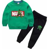 Kids Face Özel Tasarım Bisiklet Yaka Marvel Hulk Baskılı %100 Pamuk Kışlık Erkek Çocuk Eşofman Takımı - 10 Yaş - Yeşil - Siyah