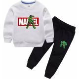 Kids Face Özel Tasarım Bisiklet Yaka Marvel Hulk Baskılı Pamuk Kışlık Erkek Çocuk Eşofman Takımı - 10 Yaş - Beyaz - Siyah