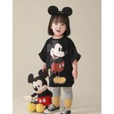 Kids Face Özel Tasarım Bisiklet Yaka Mickey Mouse Baskılı %100 Pamuk Kız Çocuk T-Shırt - 10 Yaş - Siyah