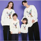 Kids Face Özel Tasarım Bisiklet Yaka Mutlu Yılbaşı Geyiği Baskılı Aile Kombini Sweatshırt.1 Adet Fiyatıdır - Beyaz - 2XL