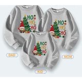 Kids Face Özel Tasarım Bisiklet Yaka Noel Baba Ho Ho Ho Yılbaşı Baskılı Aile Kombini Sweatshırt. 1 Adet Fiyatıdır - Gri