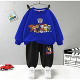 Kids Face Özel Tasarım Bisiklet Yaka Paw Patrol ve Arkadaşları Baskılı Kışlık Erkek Çocuk Eşofmantakımı - Mavi - Siyah - 12 Yaş