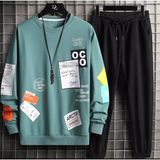Kids Face Özel Tasarım Bisiklet Yaka Renkli Etiket Baskılı Trend Erkek Çocuk Kışlık Eşofman Takımı - 10 Yaş - Yeşil - Siyah