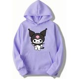 Kids Face Özel Tasarım Kapüşonlu Kuromi Dijital Baskılı Şardonlu Kışlık Kız Çocuk Sweatshırt - Lila - 2 Yaş
