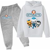Kids Face Özel Tasarım Kapüşonlu Octonauts Baskılı Şardonlu Kışlık Erkek Çocuk Eşofman Takımı - 10 Yaş - Beyaz - Gri