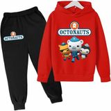 Kids Face Özel Tasarım Kapüşonlu Octonauts Baskılı Şardonlu Kışlık Erkek Çocuk Eşofman Takımı - 11 Yaş - Kırmızı - Siyah