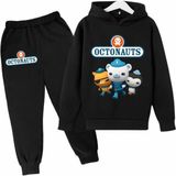 Kids Face Özel Tasarım Kapüşonlu Octonauts Baskılı Şardonlu Kışlık Erkek Çocuk Eşofman Takımı - 13 Yaş - Siyah