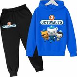 Kids Face Özel Tasarım Kapüşonlu Octonauts Baskılı Şardonlu Kışlık Erkek Çocuk Eşofman Takımı - 7 Yaş - Mavi - Siyah