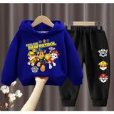 Kids Face Özel Tasarım Kapüşonlu Paw Patrol Baskılı Şardonlu Kışlık Erkek Çocuk Eşofman Takımı - Mavi - Siyah - 2 Yaş