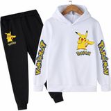 Kids Face Özel Tasarım Kapüşonlu Pokemon Baskılı Şardonlu Kışlık Erkek Çocuk Trend Eşofman Takımı - 2 Yaş - Beyaz - Siyah