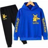 Kids Face Özel Tasarım Kapüşonlu Pokemon Baskılı Şardonlu Kışlık Erkek Çocuk Trend Eşofman Takımı - 5 Yaş - Mavi - Siyah